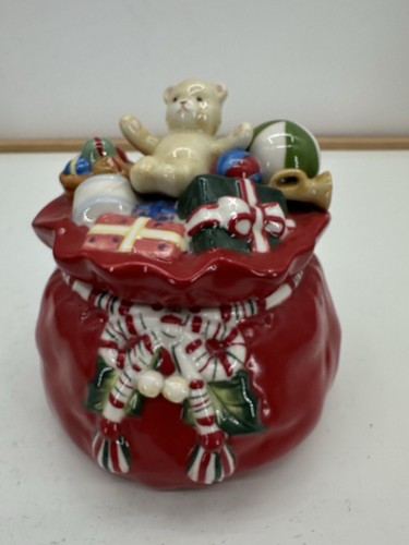 Vintage Longaberger Christmas Ceramic Candy Dish Santa's Toys