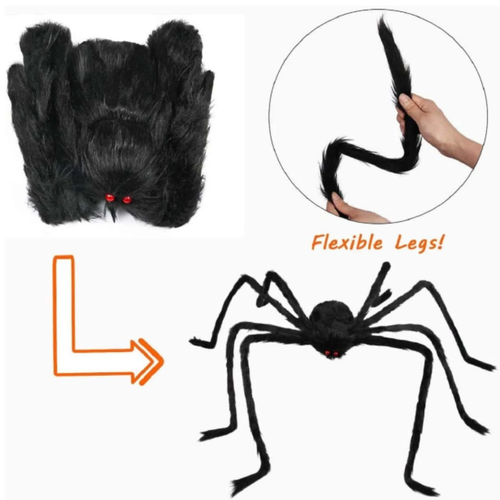 125cm Giant Spider Decoration In/Outdoor Realistic Furry Spider Halloween Party - Picture 6 of 13