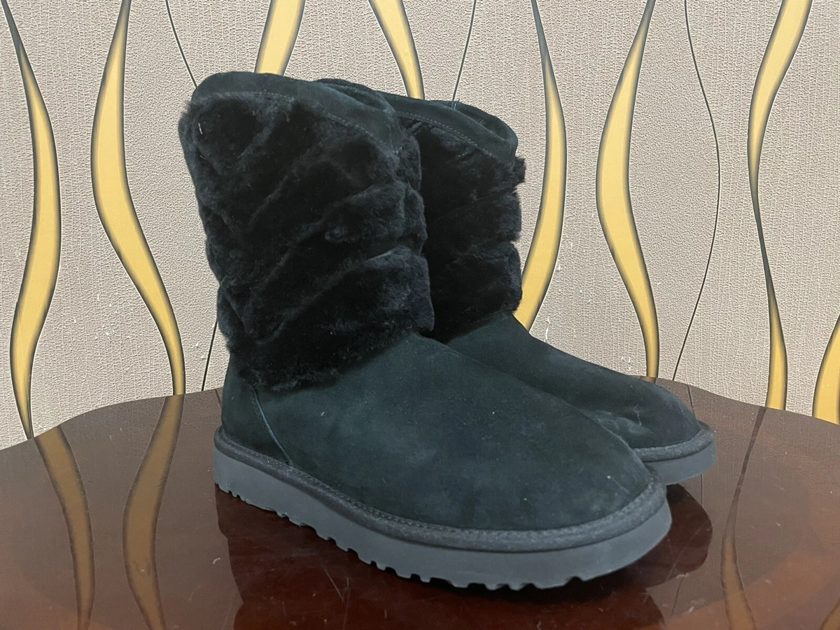 Sheepskin cuff ugg boots black shop