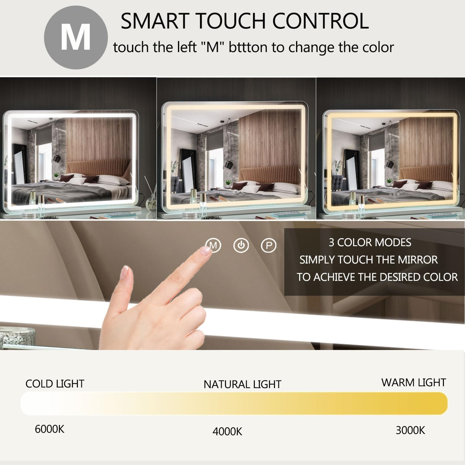 Puselo Vanity Mirror with Lights, Large Hollywood Lighted Makeup Mirror