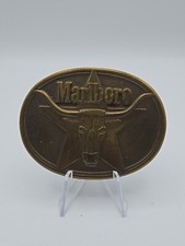 Vintage Marlboro Steer Star Brass Belt Buckle Philip Morris 1987 Very Good
