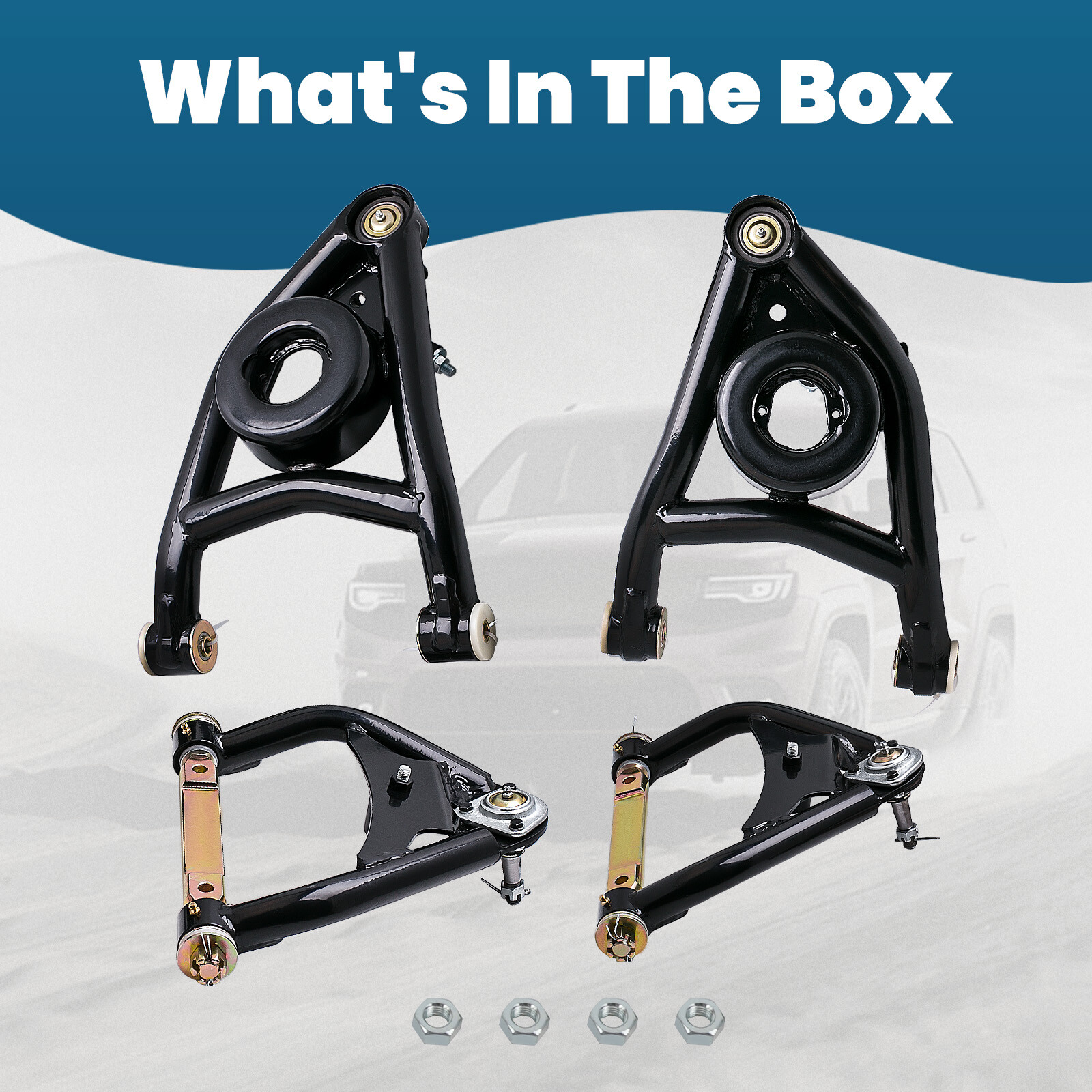 4 Pcs Heavy Duty Tubular Front Upper & Lower A Arms for Chevy Chevelle 1964-1972
