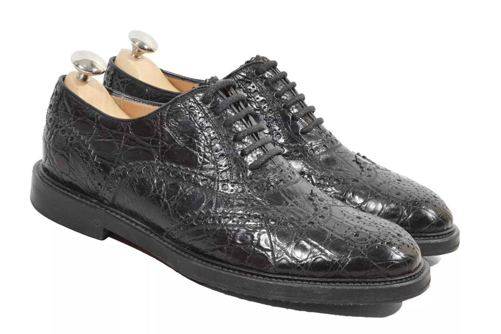r GUCCI Véritable Crocodile Oxfords bout capuchon UK6,5 / US7,5 chaussures authentiques