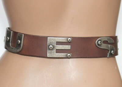 GUESS Brown Leather Belt - Roller Buckle & Metal Logo - Size  display picture 1