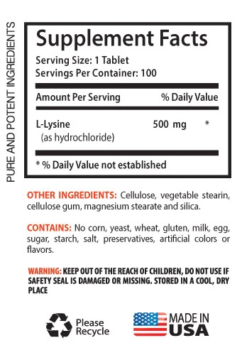 comprimidos de vitaminas do bem-estar - L-LISINA AMINOÁCIDO 500MG 3B - óleo de l-lisina - Imagem 2 de 4