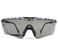 Vintage Uvex Sunglasses Race Across Matte Black Gray Graffiti Frames w Gray Lens