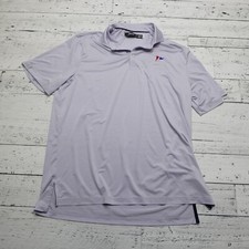 RLX Ralph Lauren Polo Shirt Mens L Purple Striped Polyester Stretch Performace