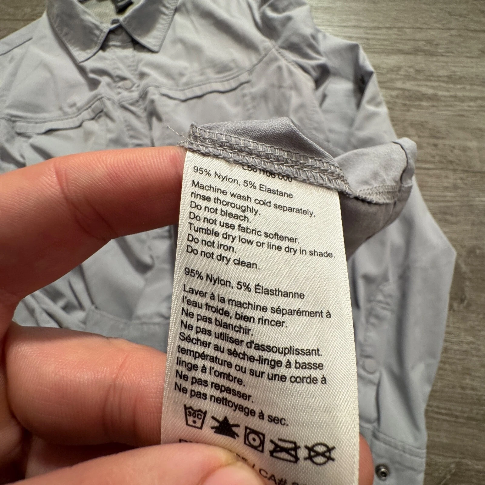 outdoor-research long sleeve pearl snap nylon hiking shirt