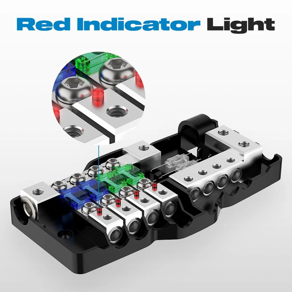 Bloco de distribuição de energia fundido áudio veicular 4 vias midi (mini-anl) bloco de fusíveis 12V... - Imagem 4 de 4