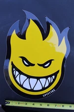 SPITFIRE Skateboard Wheels Black Yellow Flame Face Large Skateboarding STICKER