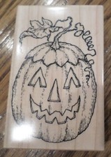 Psx 1995 G-1633 Jack-O-Lantern Pumpkin Halloween Spooky Wooden Rubber Stamp