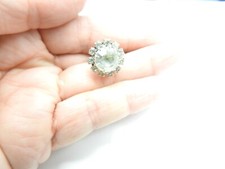 Clear Rhinestone Flower Silver Tone Metal Adjustable Ring Vintage