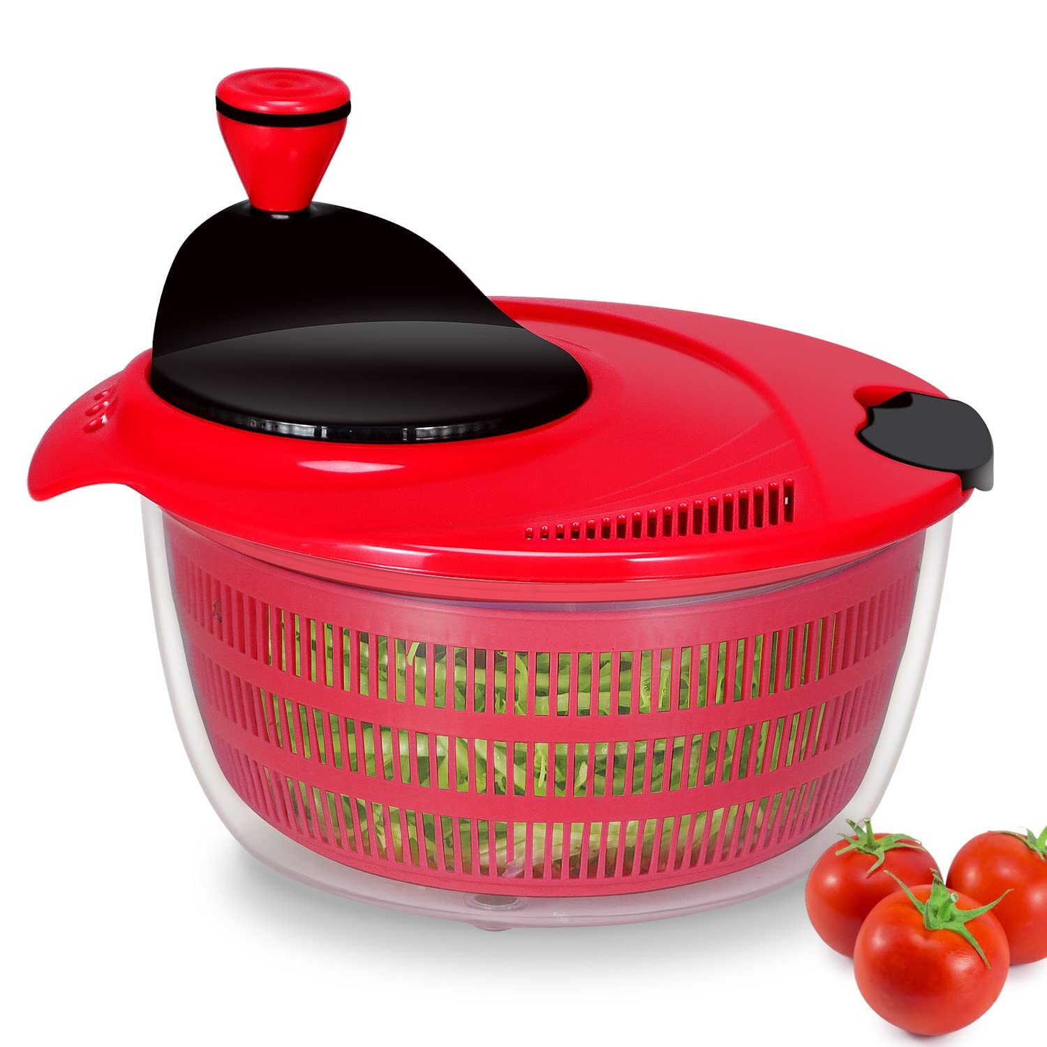 Salad Spinner Lettuce Dryer, Rotary Veggie Washer with Compact Bowl and Colan...-image