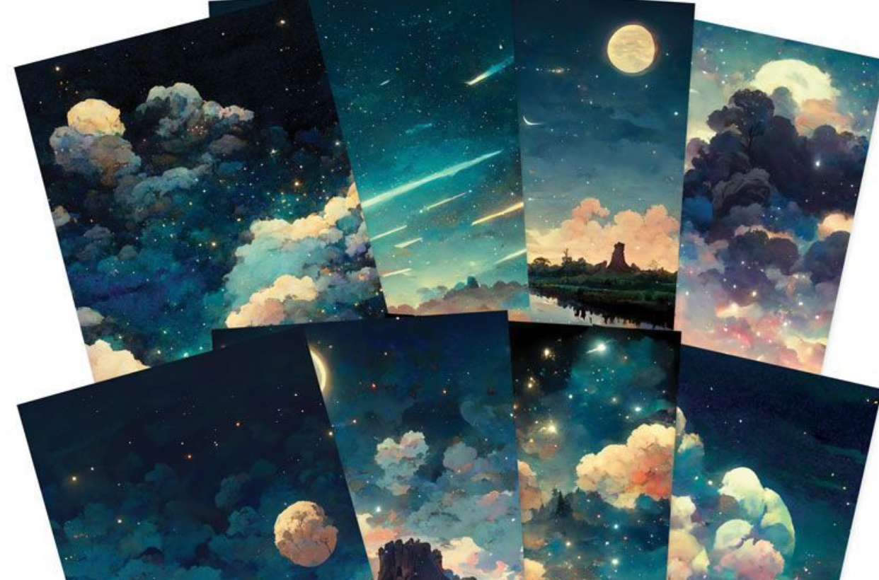 Dreamy Nights - Adorable Scorable Pattern Packs - A4 Card - 8 Sheets