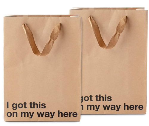10 bolsas x bolsa de regalo divertida ("Got This On My Way Here") 5 juegos de 2 bolsas (marrón) - Imagen 2 de 4