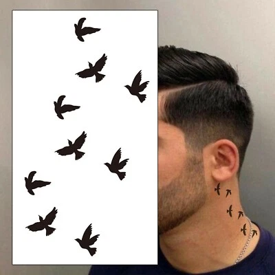 DELUSION TATTOOS Black Swallows Temporary Tattoo - Birds Waterproof Realistic Mens Kids Womens