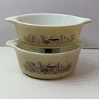 Vintage Pyrex Forest Fancies Mushroom Set of 2 Casserole Dishes 472-B 471-B