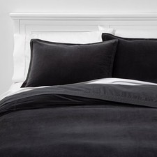 Full/Queen Cotton Velvet Duvet Cover and Sham Set Dark Gray - Threshold: