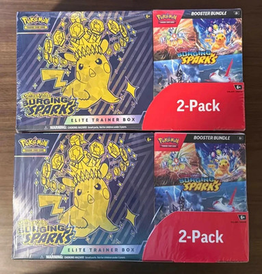 2x Pokemon SURGING SPARKS Elite Trainer Box ETB & Booster Bundle Costco 2 Pack