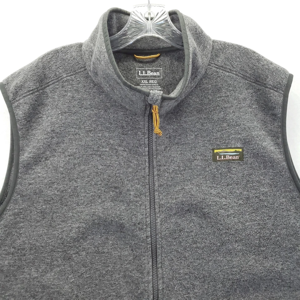 LL Bean Fleece Vest Mens 2XL Gray Sweater Full Zip Outdoors - Image 3 of 4