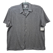 Arizona Jean Co Men’s Jacquard Casual Shirt Button-up Short Sleeve Size 2XL Gray
