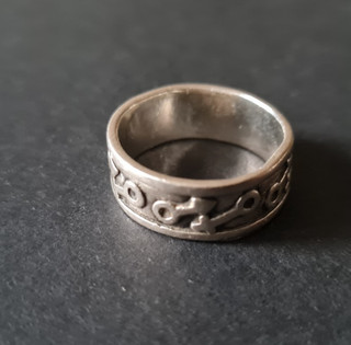 bague chevalière en argent massif sterling poinçonnée vintage
