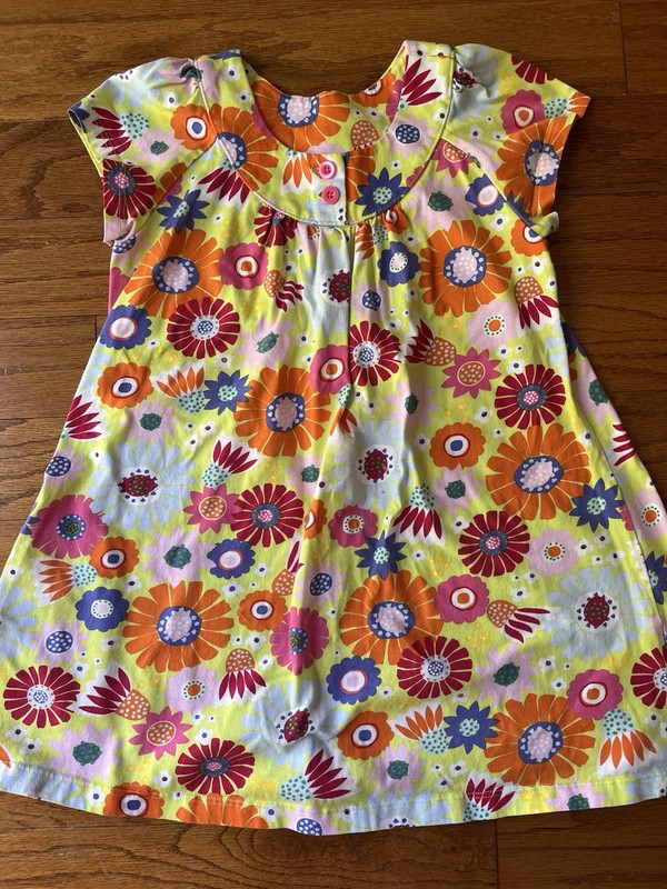 Hanna Andersson Girls 5-6Y Floral Knit Cotton A-Line Knee Dress Sleeveless