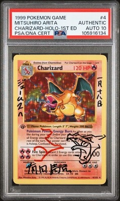 Pokemon 1st edition Shadowless Base Set Charizard PSA Auto 10