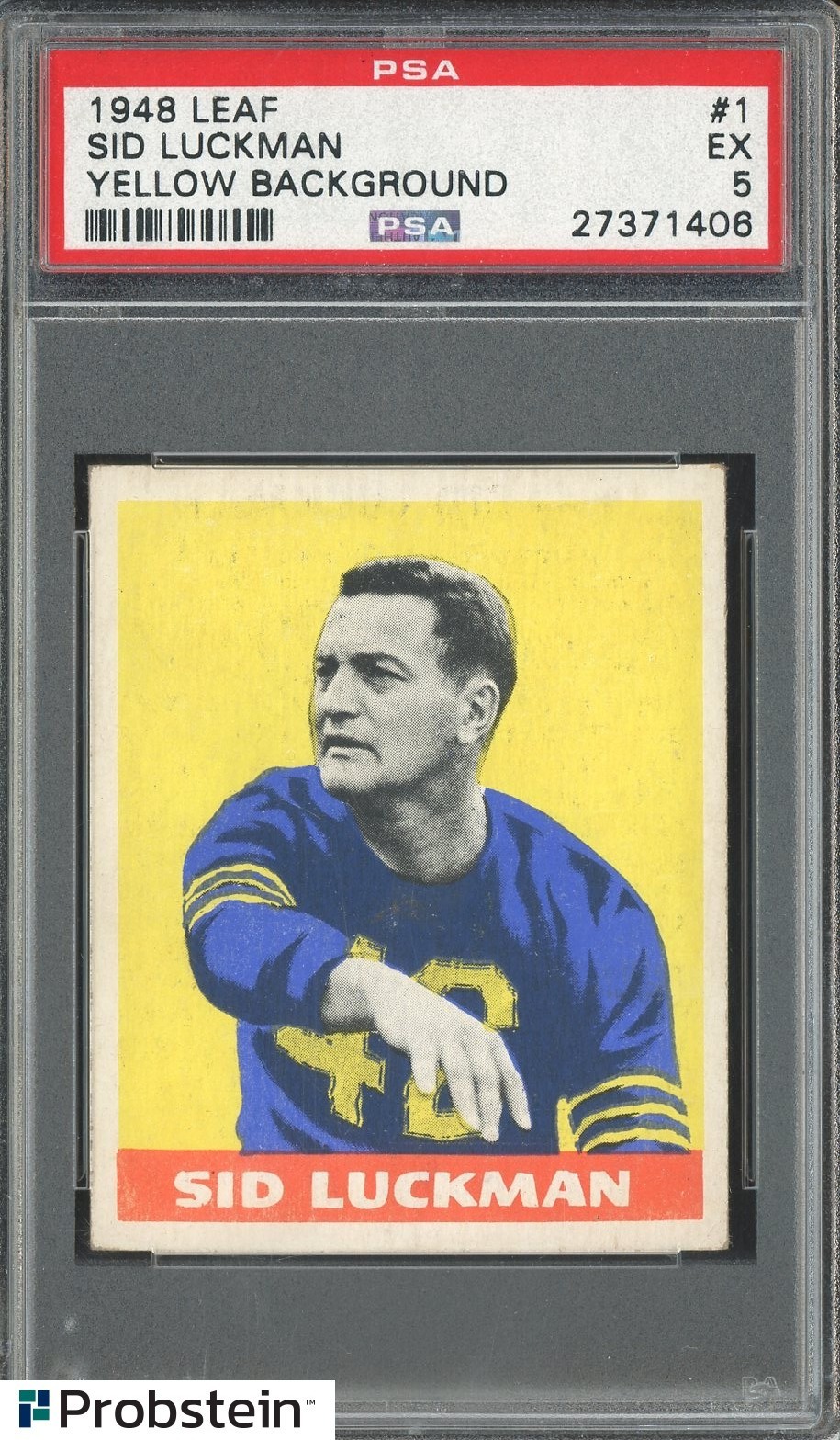 1948 Leaf Football #1 Sid Luckman Yellow Background RC Rookie HOF PSA 5
