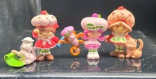 Strawberry Shortcake PVC Figure Lot 3 1982 Kenner Miniature W/pets Raspberry