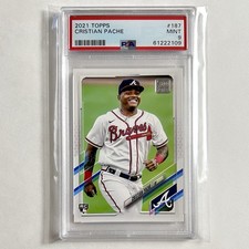 Cristian Pache Graded Rookie Card 2021 Topps Series 1 #187 PSA 9 Braves Mets MLB. rookie card picture