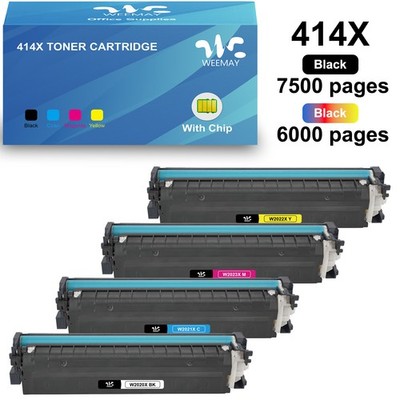 4-Pack W2020X 414X Toner Cartridge with Chip for HP Pro M454dn M454dw Printers