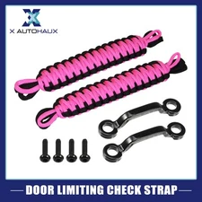 1 Set Car Door Limiting Straps for Jeep Wrangler JK JL w/ Brackets Black Pink