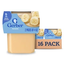 Gerber 2nd Food Baby Food Banana Puree, Natural & Non-GMO, 4 Ounce Tubs, 8 Ounce