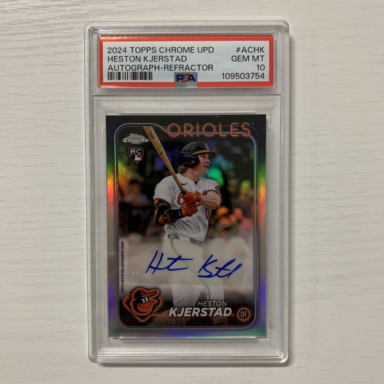 2024 Topps Chrome Baseball Heston Kjerstad Rookie Refractor Auto /499 PSA 10