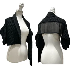 USED YOHJI YAMAMOTO + NOIR SEE-THROUGH KNIT BOLERO WITH SWITCHING GOOD