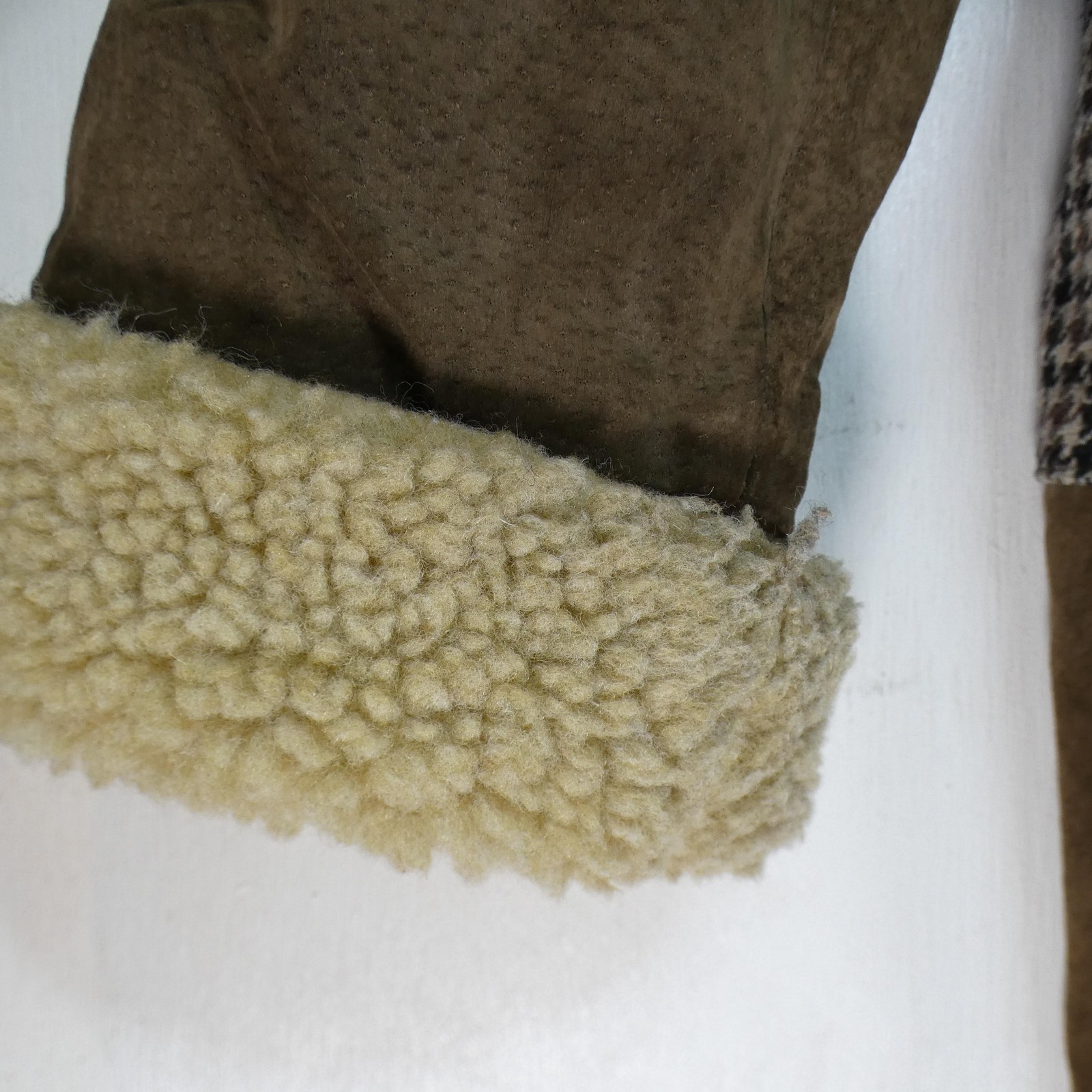 Vintage Patchwork Suede Leather Wool Jacket Women… - image 7