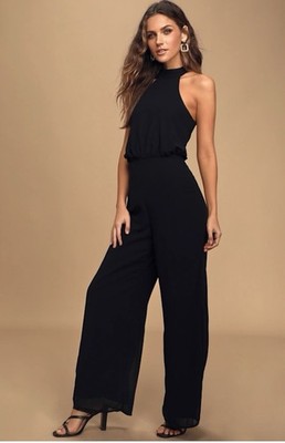 Lulu s Moment for Life Halter Open Back Black Jumpsuit Women s Size XS. NWT