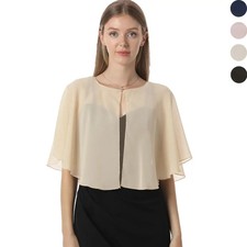 Vintage Sheer Chiffon Capelet Lightweight Design Elegant Style Soft Shawls Weddi