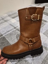 Gap Kids Girls Tall Faux Leather Boots Brown Sz 4 NEW
