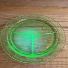 Vintage Uranium Green Depression Glass Cameo Ballerina Divided Plate Glows 10.5”