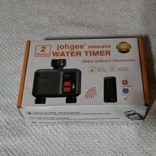 Smart WiFi Sprinkler Timer 2 Zone w/ 984ft RF Gateway Dual Outlet Garden Hose (z