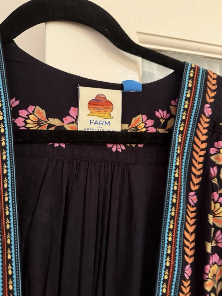 Farm Rio x Anthropologie Black Floral Printed V- Neck Jumpsuit MEDIUM  - Image 2 of 4