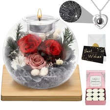 Valentines Day Gift Preserved Real Red Rose 3-in-1 Eternal Flower Gift Box