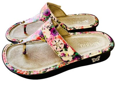 ALEGRIA Women's 40 US 9.5 - 10 Carina Leather Sandals Lighten Up Pink Floral