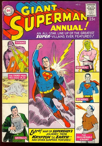 Superman Annual #2 Nice Silver Age Brainiac Giant Vintage DC Comic 1960 FN