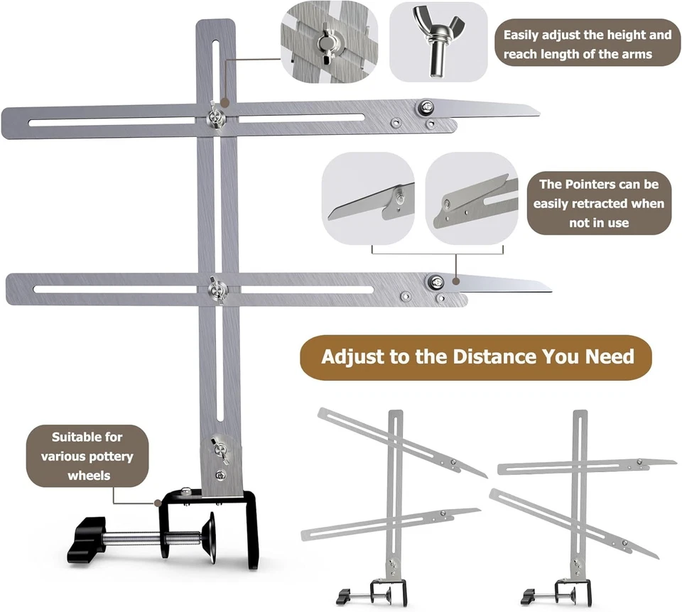 Herramienta de lanzamiento de medidor de cerámica, medidor de altura de cerámica con abrazadera, cerámica  Foto 2 de 4