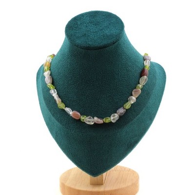 Perlenkette Perlenkette Peridot aus Myanmar (Burma) + Bostwana Achat + Perso Size
