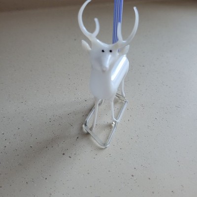 6 1/4'' BIMINI/LAUSCHA HAND BLOWN STAG VASE RARE PRISTINE CONDITION/BLUE & CLEAR 