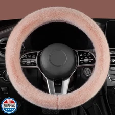 LACDL Fuzzy Winter Steering Wheel Covers for Women, Warm Cute Fluffy Car Whee